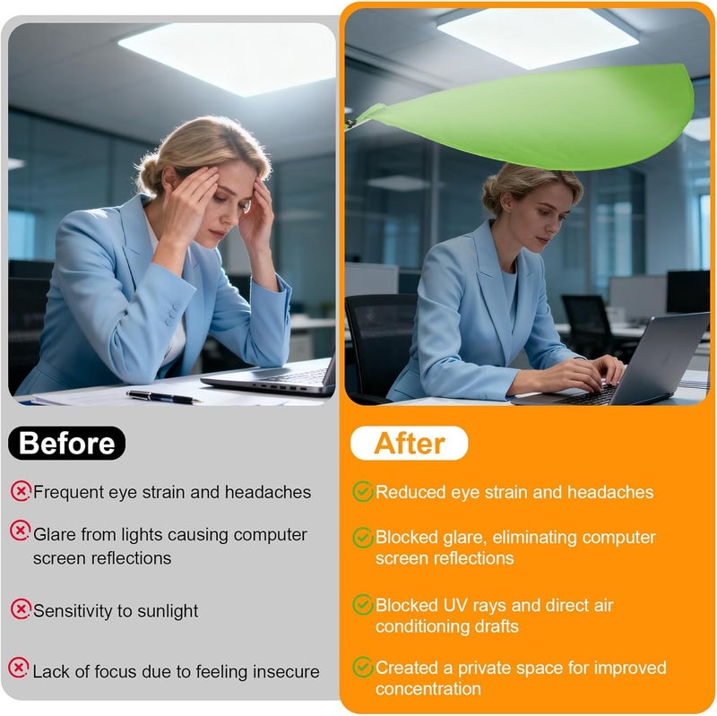 P Polerden Green office cubicle desk shade，Portable Office cubicle Shade to Block Overhead Light，Adjustable Desk Shade for Cubicle to Block Light & Reduce Glare - Image 3
